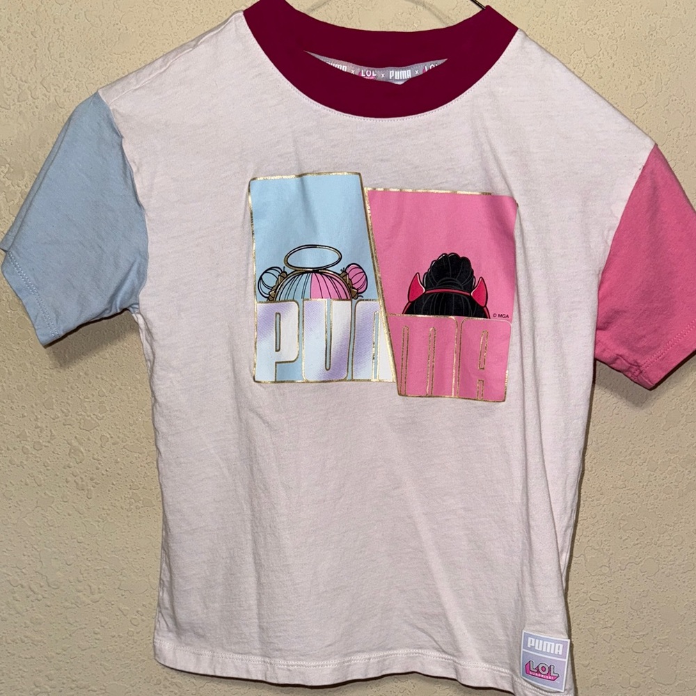 Puma Kids Graphic Tee - Red, Blue, Pink, White